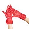 Ruffle Cuff Lace Wrist Gloves - Red