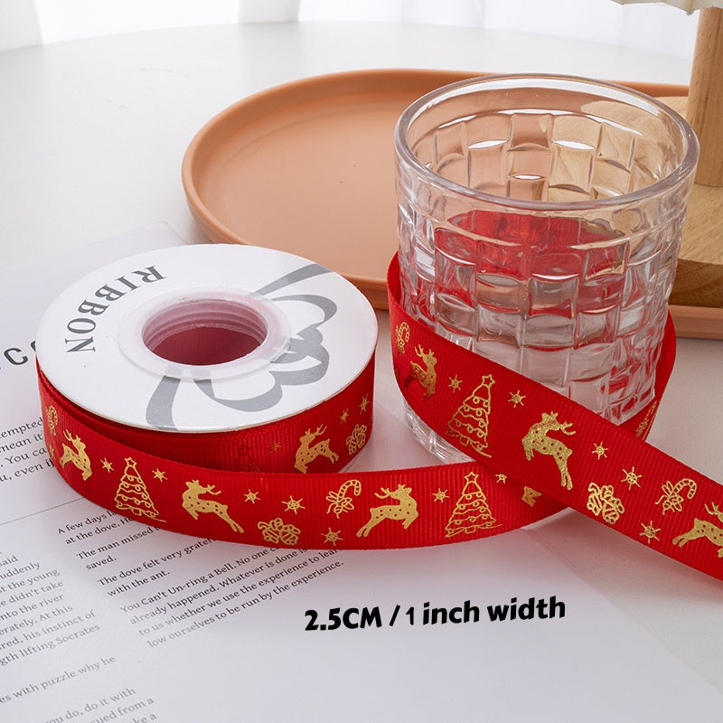 Christmas Foil Print Ribbon for Gift Wrap and Bows - NO01