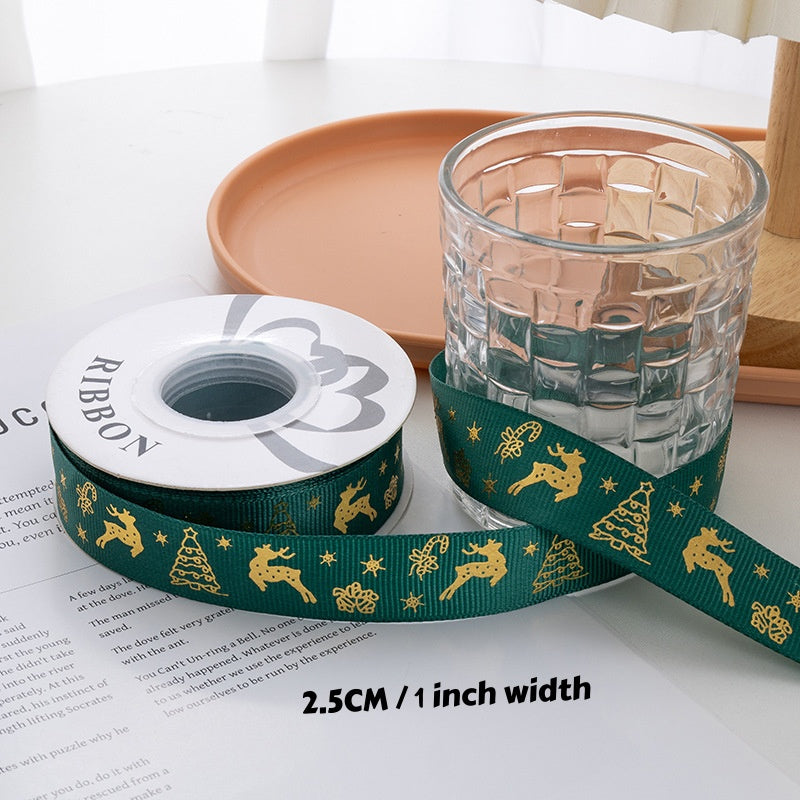Christmas Foil Print Ribbon for Gift Wrap and Bows - NO02