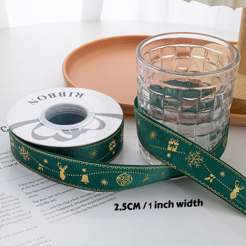 Christmas Foil Print Ribbon for Gift Wrap and Bows - NO04