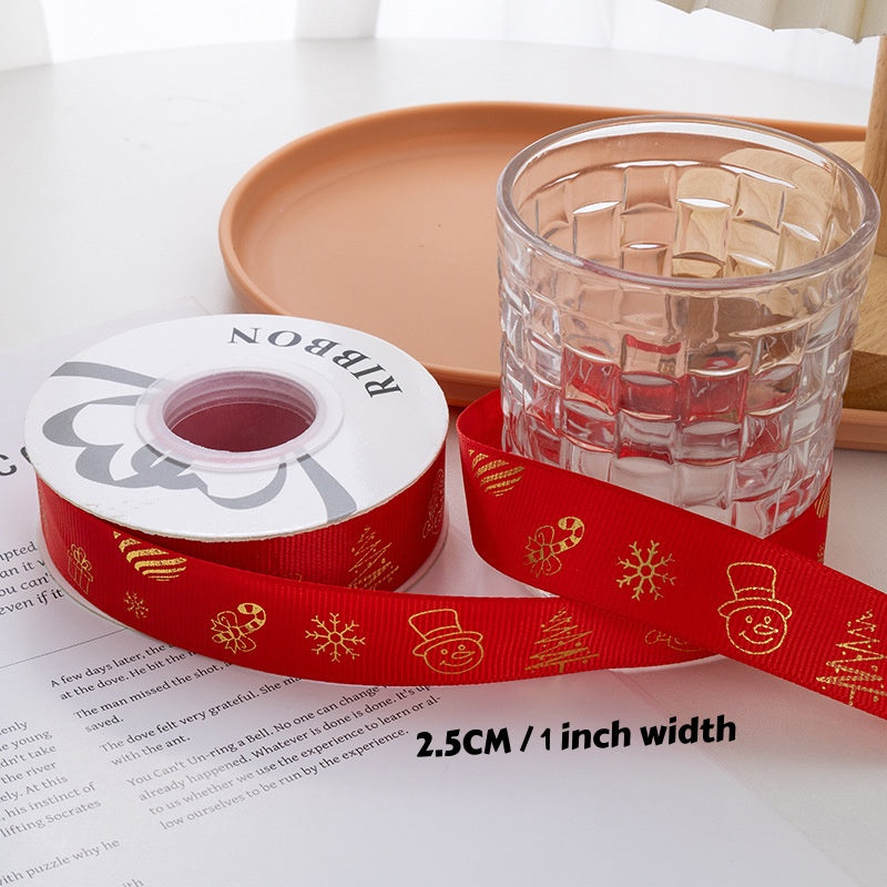 Christmas Foil Print Ribbon for Gift Wrap and Bows - NO05