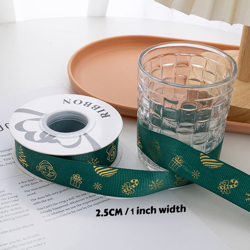 Christmas Foil Print Ribbon for Gift Wrap and Bows - NO06