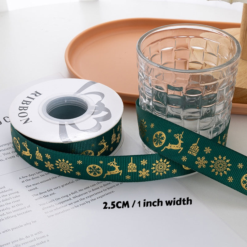 Christmas Foil Print Ribbon for Gift Wrap and Bows - NO08