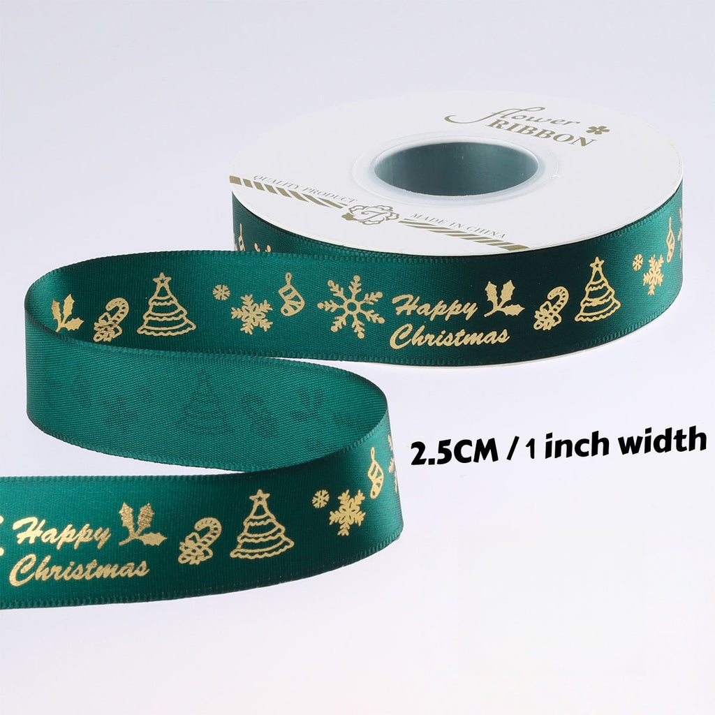 Christmas Foil Print Ribbon for Gift Wrap and Bows - NO10