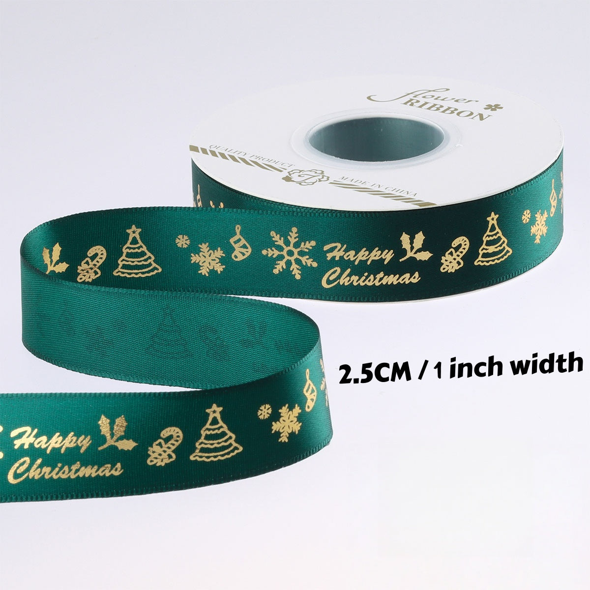 Christmas Foil Print Ribbon for Gift Wrap and Bows - NO10