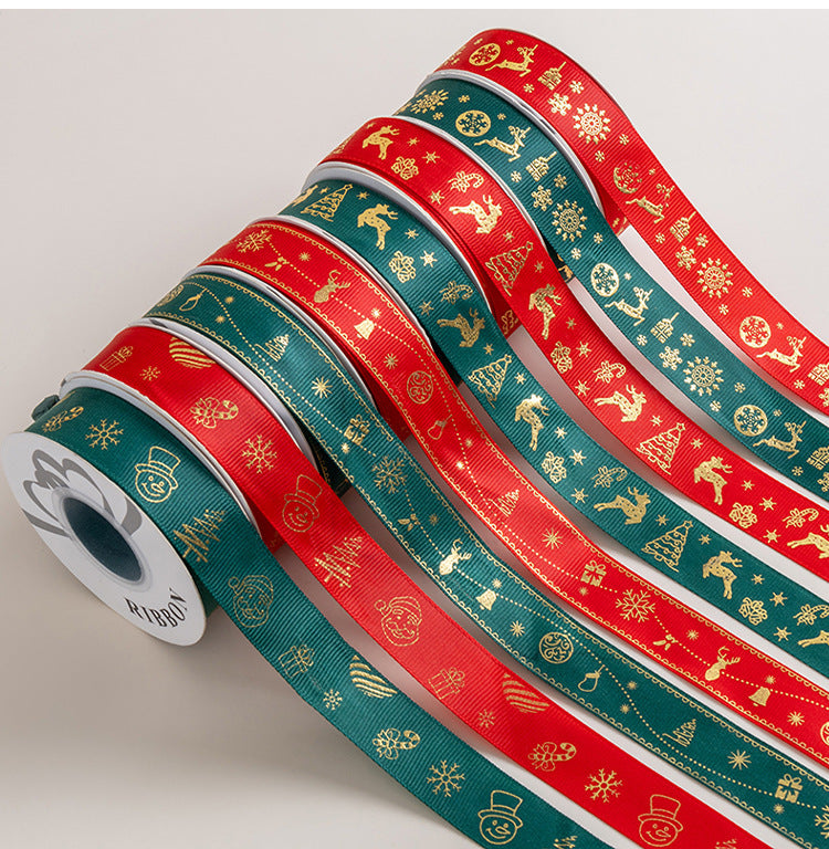 Christmas Foil Print Ribbon for Gift Wrap and Bows