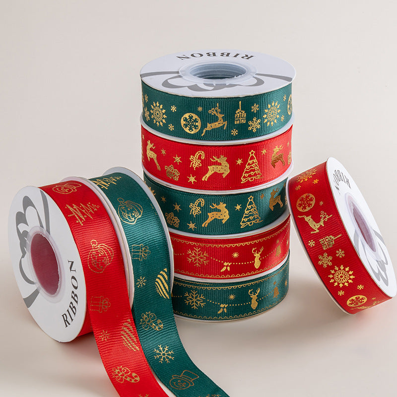 Christmas Foil Print Ribbon for Gift Wrap and Bows - view 1