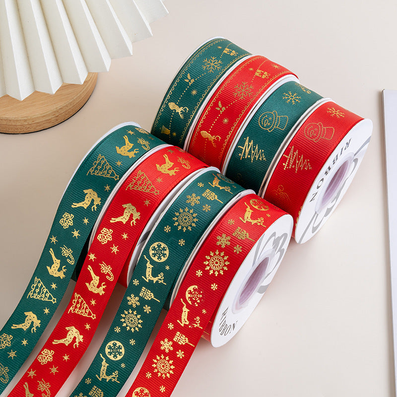 Christmas Foil Print Ribbon for Gift Wrap and Bows - view 2