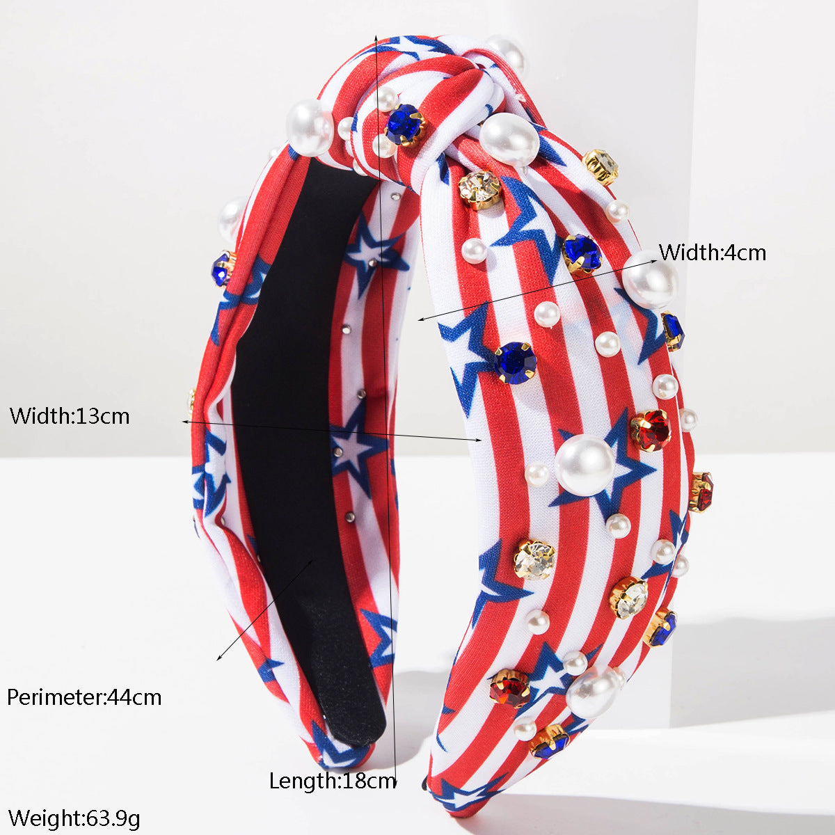 Patriotic Flag Print Rhinestone Knot Headband - view 1