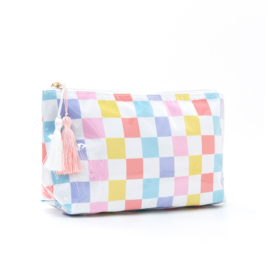 Waterproof Vinyl Makeup Pouch With Tassel Zip - Rainbow - 3