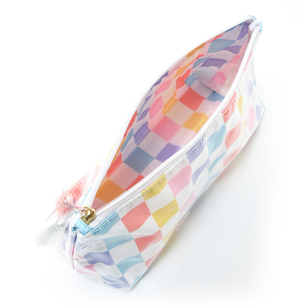 Waterproof Vinyl Makeup Pouch With Tassel Zip - Rainbow - 4