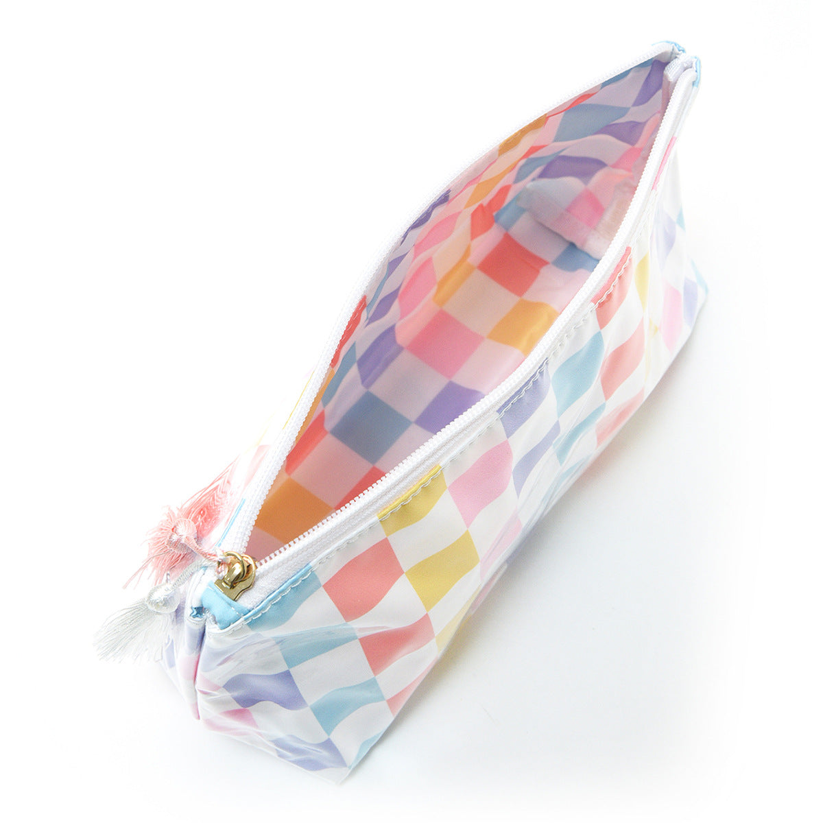 Waterproof Vinyl Makeup Pouch With Tassel Zip - Rainbow - 4