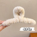 Fluffy Faux Fur Knot Hair Claw Clip - white4in