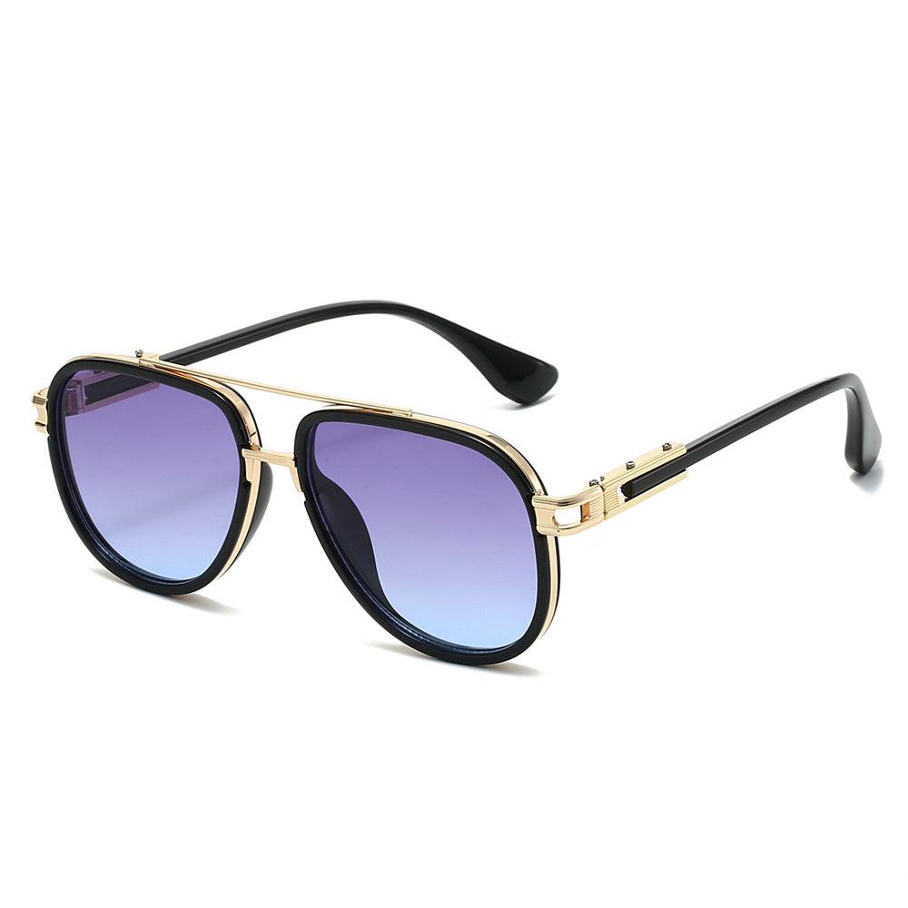 Retro Double Bridge Aviator Sunglasses - Purple