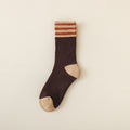 Varsity Stripe Cuff Colorblock Terry Socks - Coffee