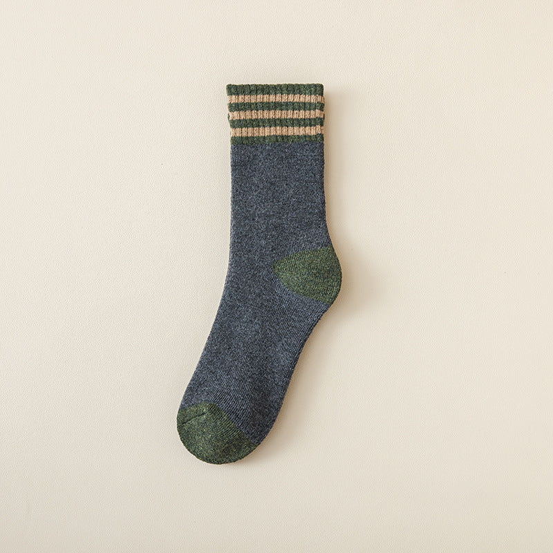 Varsity Stripe Cuff Colorblock Terry Socks - DarkGrey