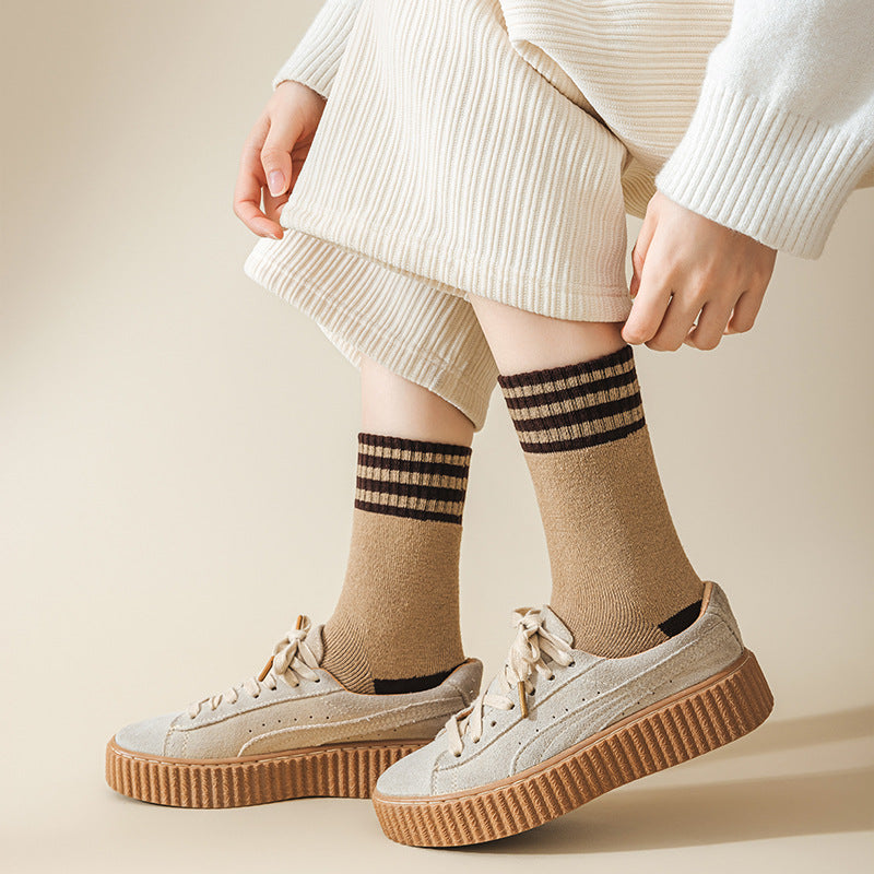 Varsity Stripe Cuff Colorblock Terry Socks - view 2