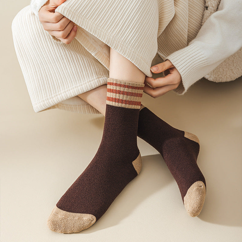 Varsity Stripe Cuff Colorblock Terry Socks - view 3