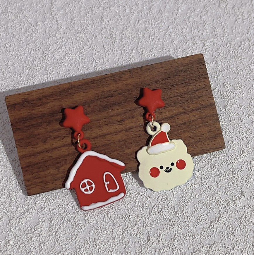 Christmas Charm Mismatched Drop Earrings - House