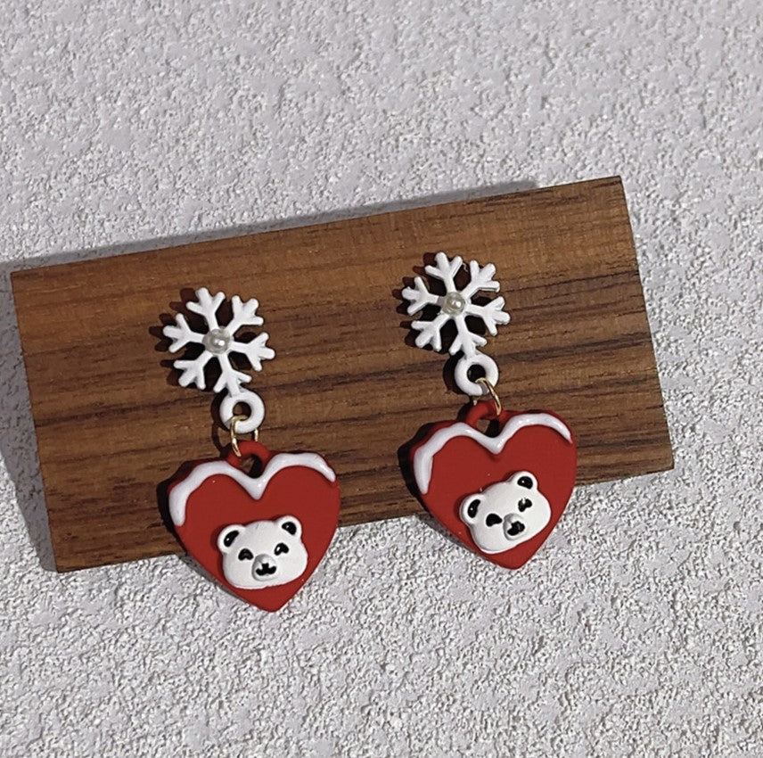 Christmas Charm Mismatched Drop Earrings - Snowflake