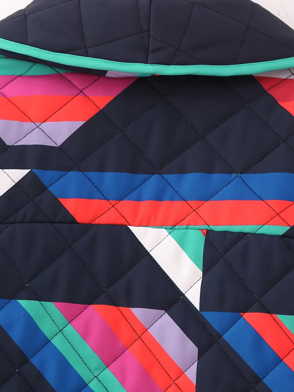 Geometric Patchwork Quilted Oversized Jacket - Decor - 6