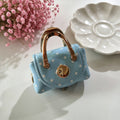 Miniature Dotted Top Handle Purse Bag Charm - Blue