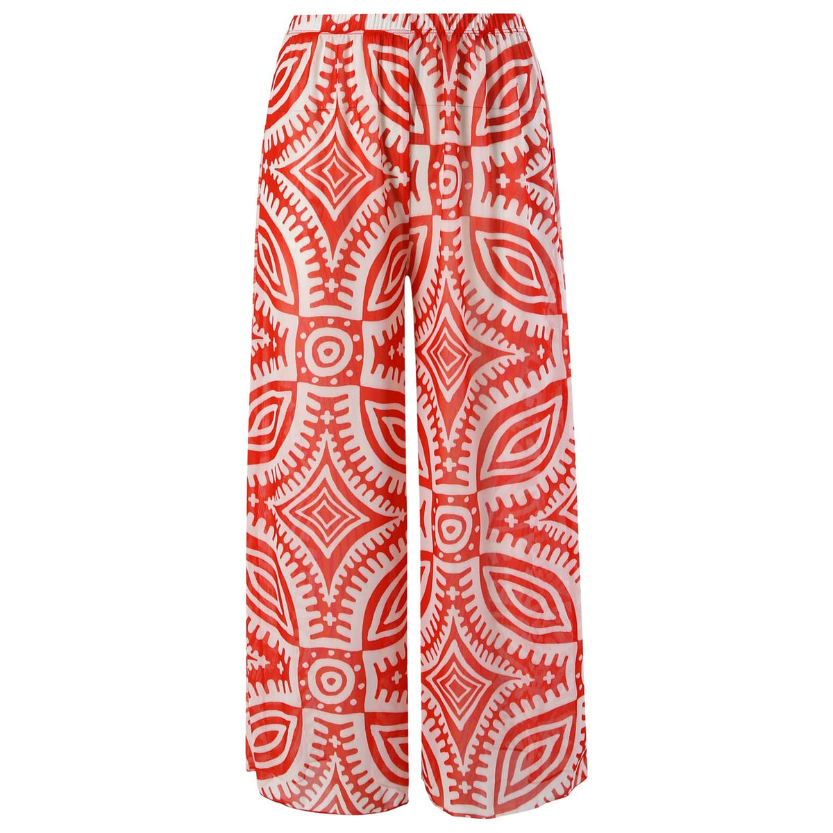 Geometric Print One Shoulder Swimsuit And Pants - Red - 4