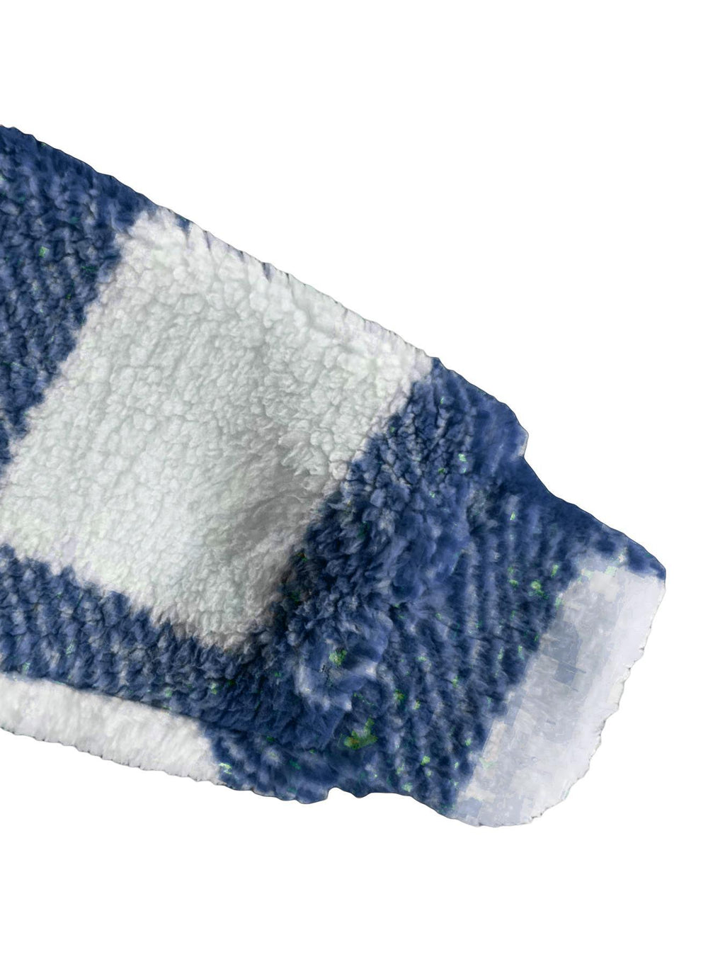 Half Zip Sherpa Fleece Stand Collar Pullover - Blue - 2