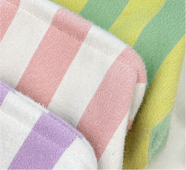 Wide Stripe Plush Knit Clutch Purse - Pink - 3