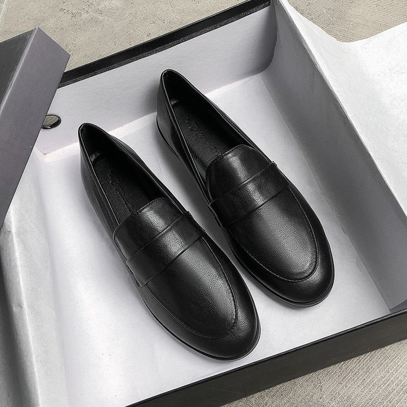 Classic Penny Loafers with Low Block Heel