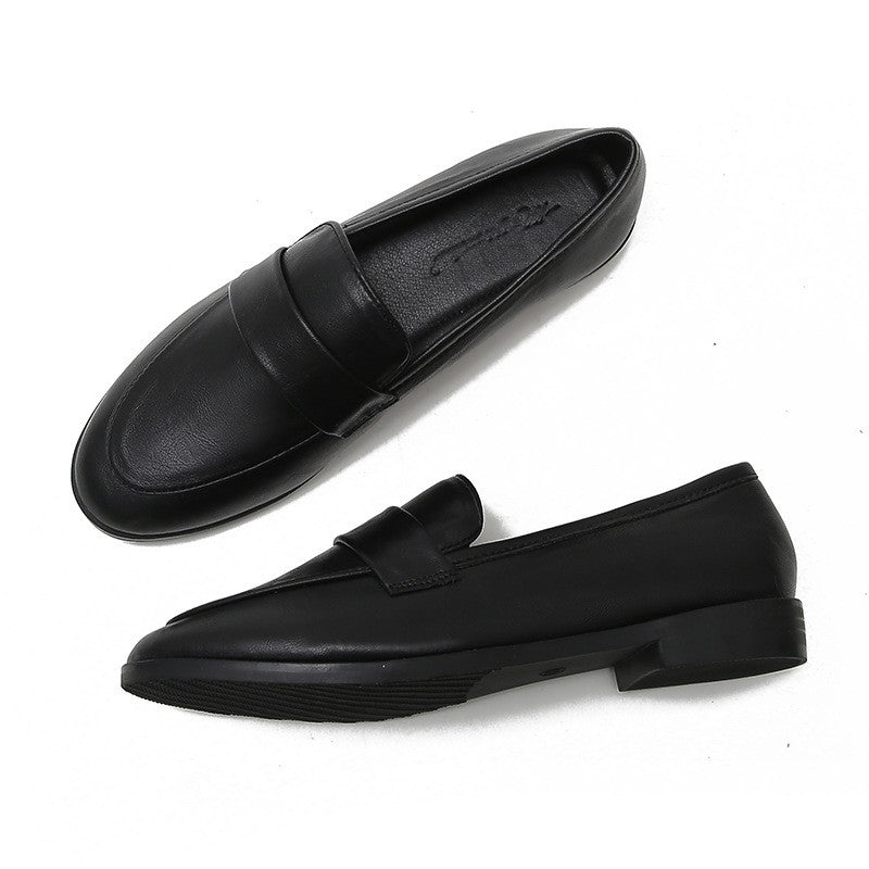 Classic Penny Loafers with Low Block Heel