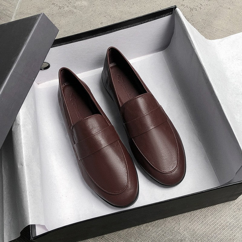 Classic Penny Loafers with Low Block Heel
