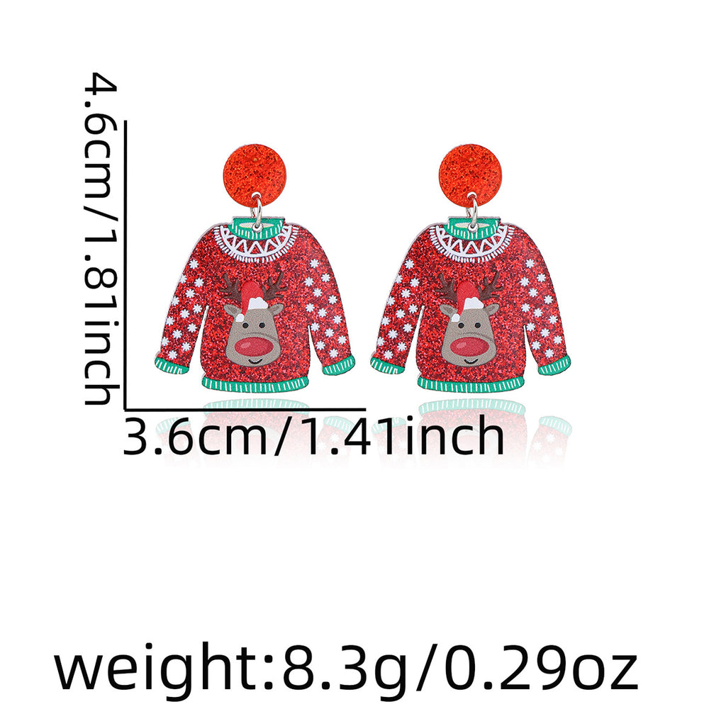Ugly Sweater Acrylic Dangle Earrings - Elk - 1