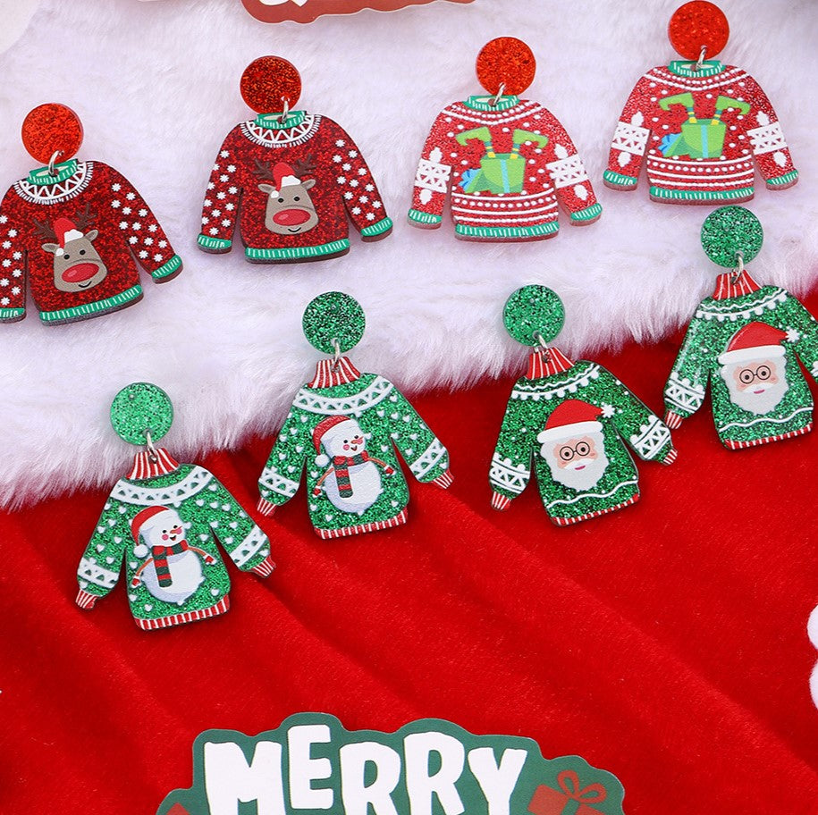 Ugly Sweater Acrylic Dangle Earrings - view 1