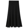 Ribbed Knit Flared Midi Skirt - Black