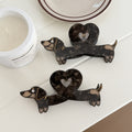 Dachshund Heart Hair Claw Clip - Black