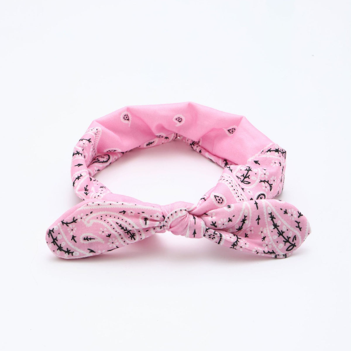 Paisley Bandana Knotted Bow Headband - Pink