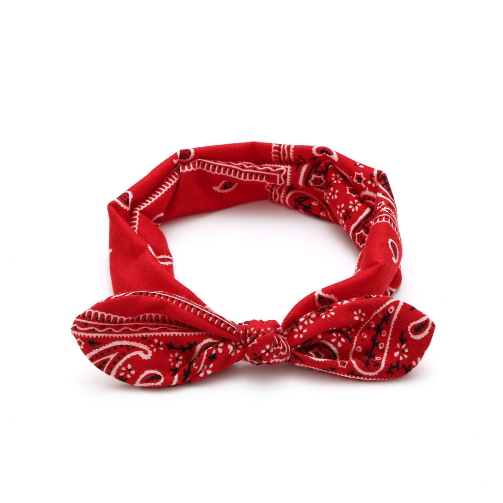 Paisley Bandana Knotted Bow Headband - Red
