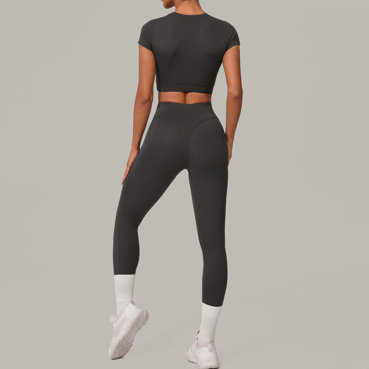 Brushed Crop Tee High Waist Workout Leggings Set