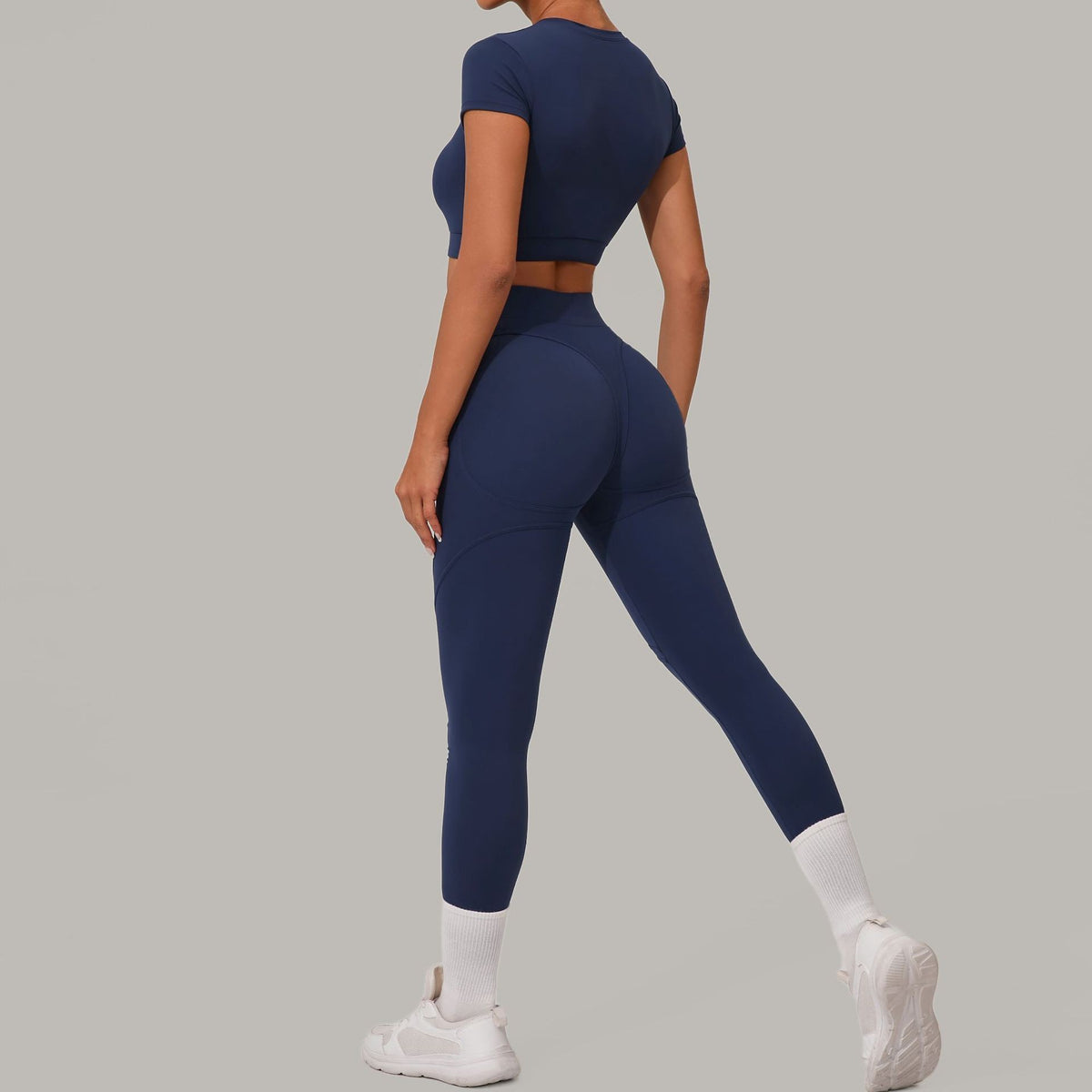 Brushed Crop Tee High Waist Workout Leggings Set