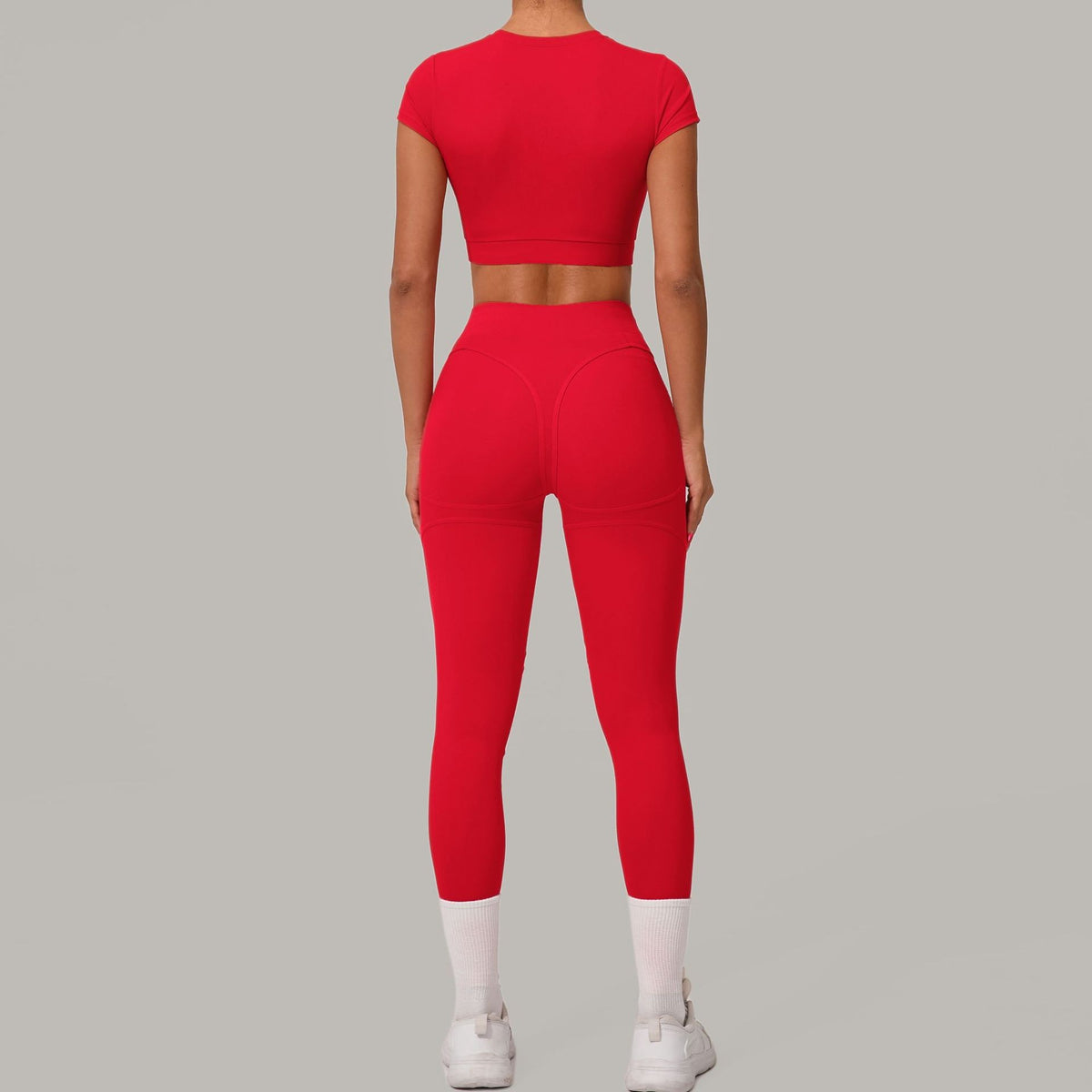 Brushed Crop Tee High Waist Workout Leggings Set