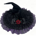 Velvet Witch Hat With Pleated Tulle Brim - Purple