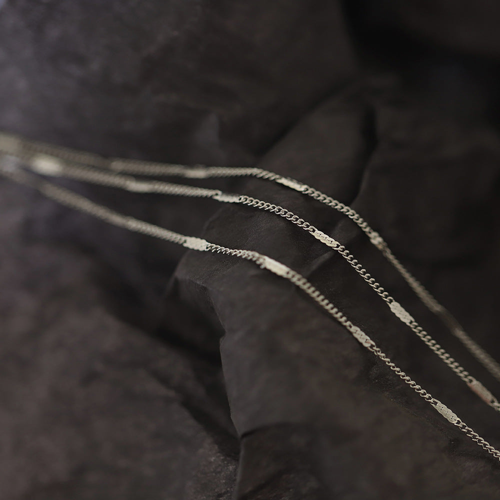 Swallow Charm Layered Drop Chain Necklace - Silvery - 7