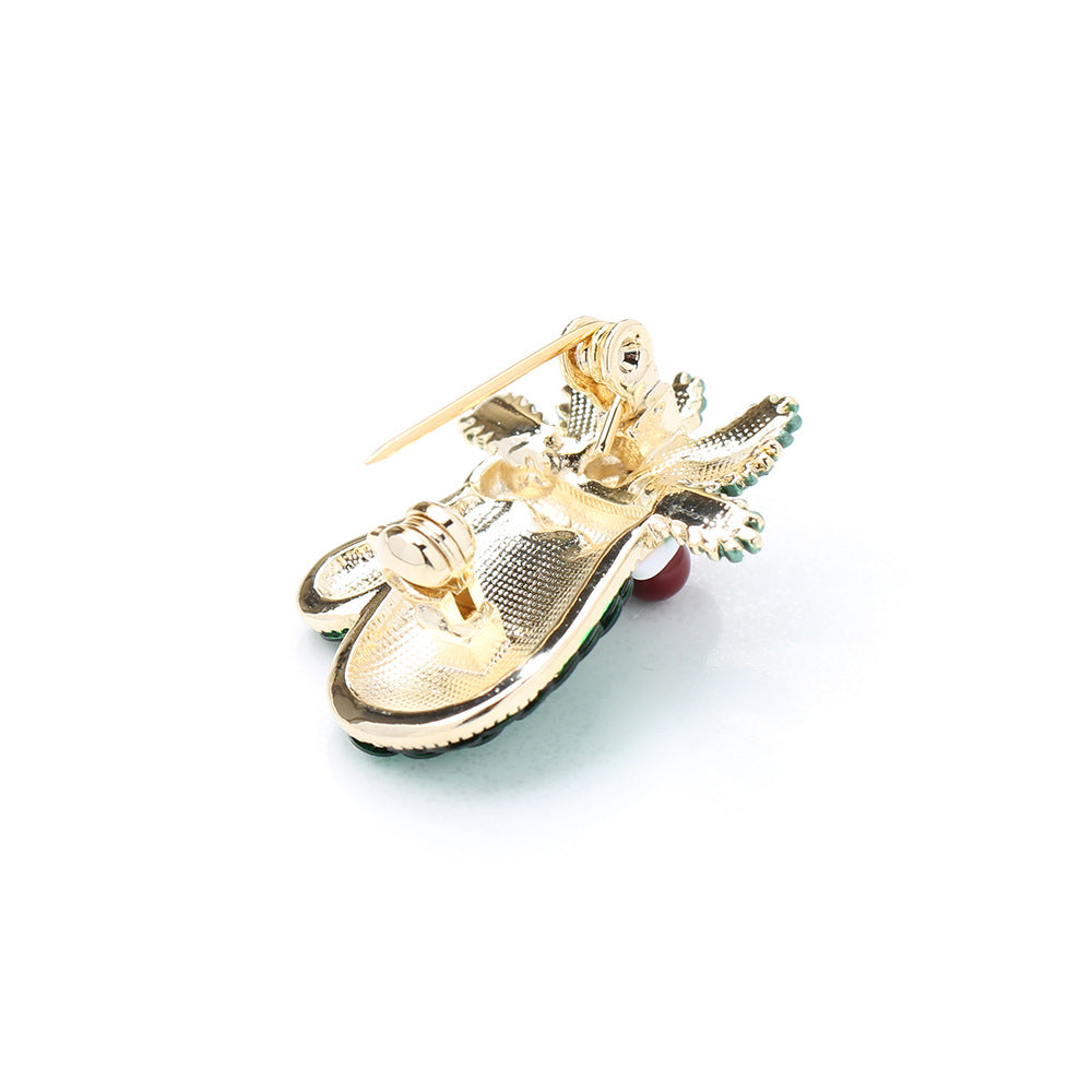 Sequin Mitten Holly Christmas Brooch - Red - 3