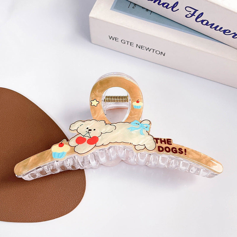 Puppy Cherry Bow Acrylic Claw Clip - Cherry
