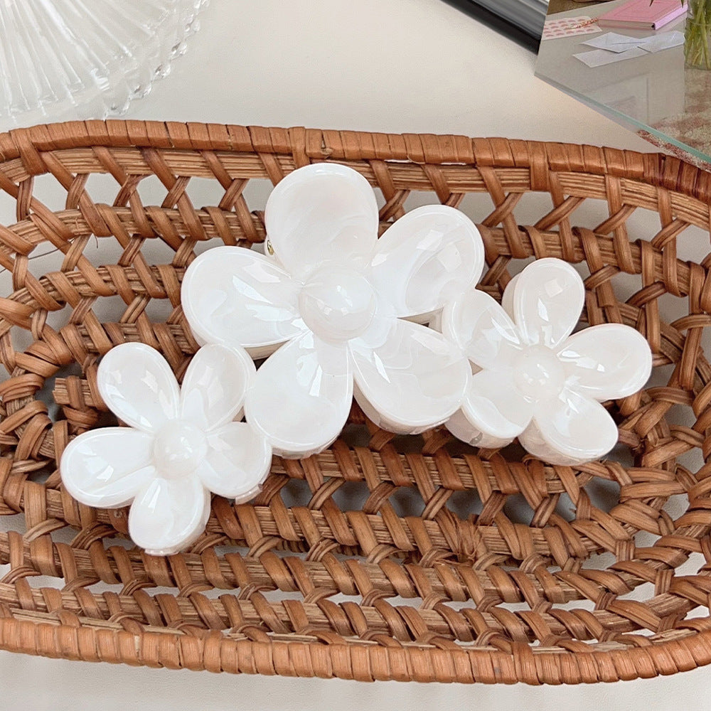 Blossom Flower Large Hair Claw Clip - White