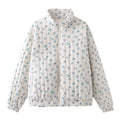 Vertical Quilted Floral Zip Jacket - White