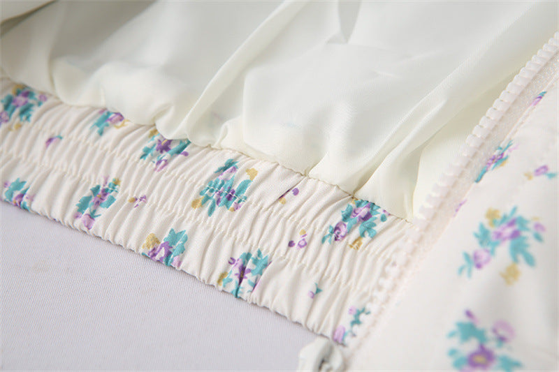 Vertical Quilted Floral Zip Jacket - White - 8