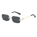 Rimless Rectangle Sunglasses With Slim Metal Arms - Golden