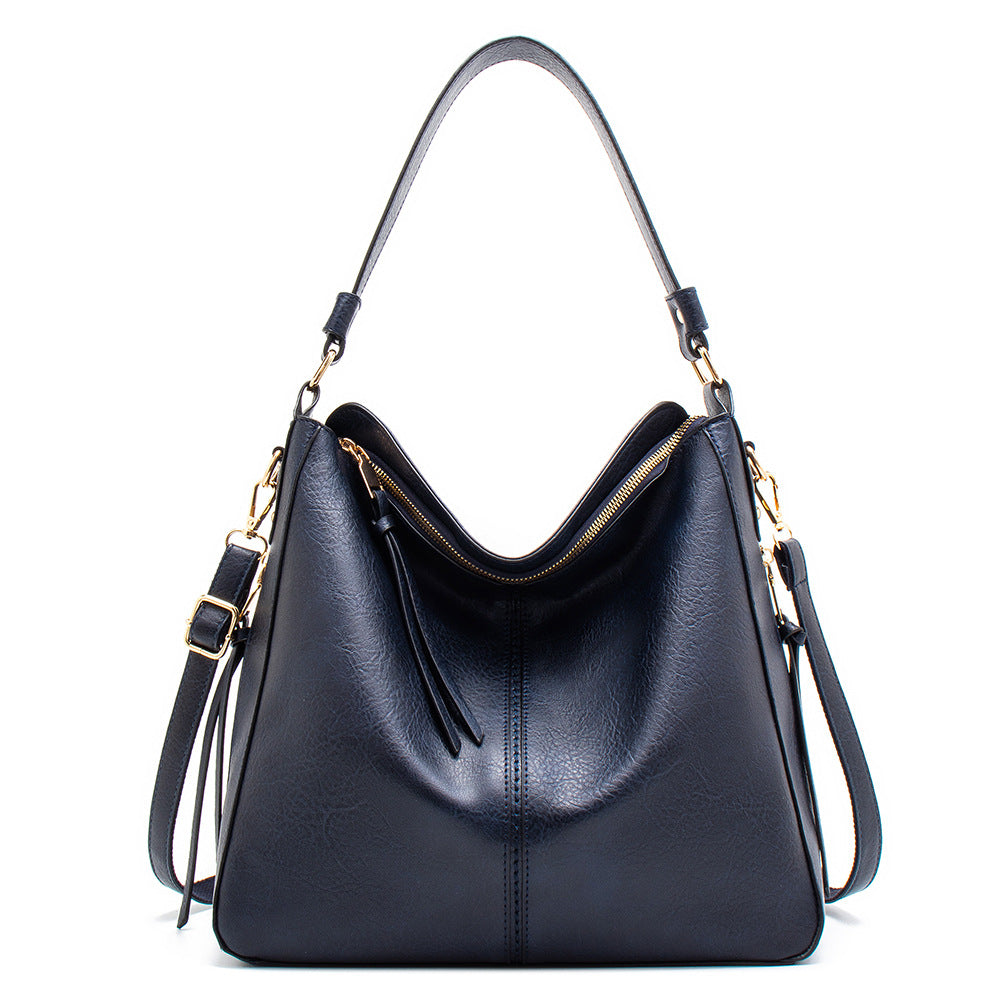 Slouchy Faux Leather Hobo Tote Bag - Blue